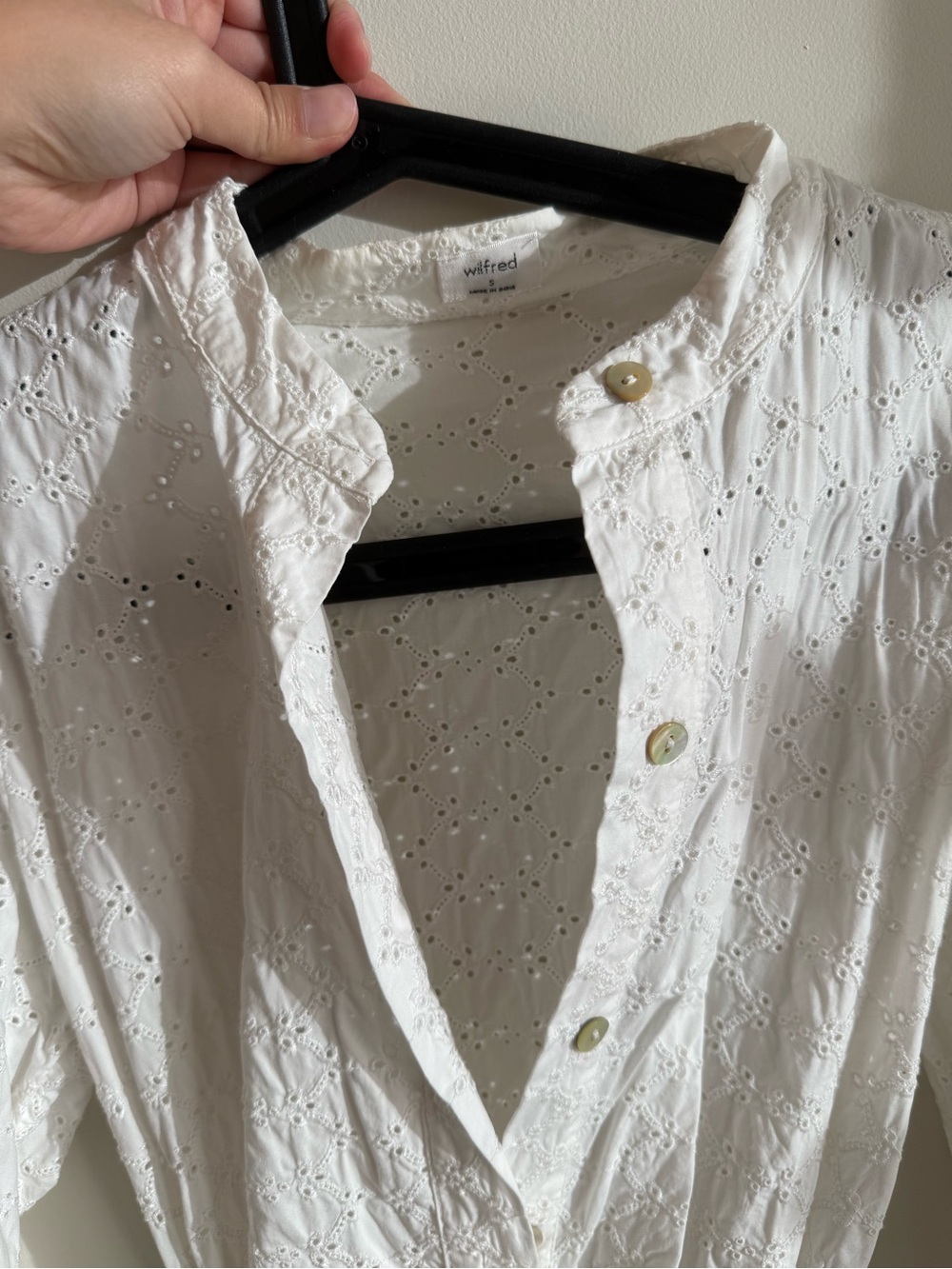 WILFRED White Eyelet Midi Shirt Dress with Waist Tie - Picture 3 of 7